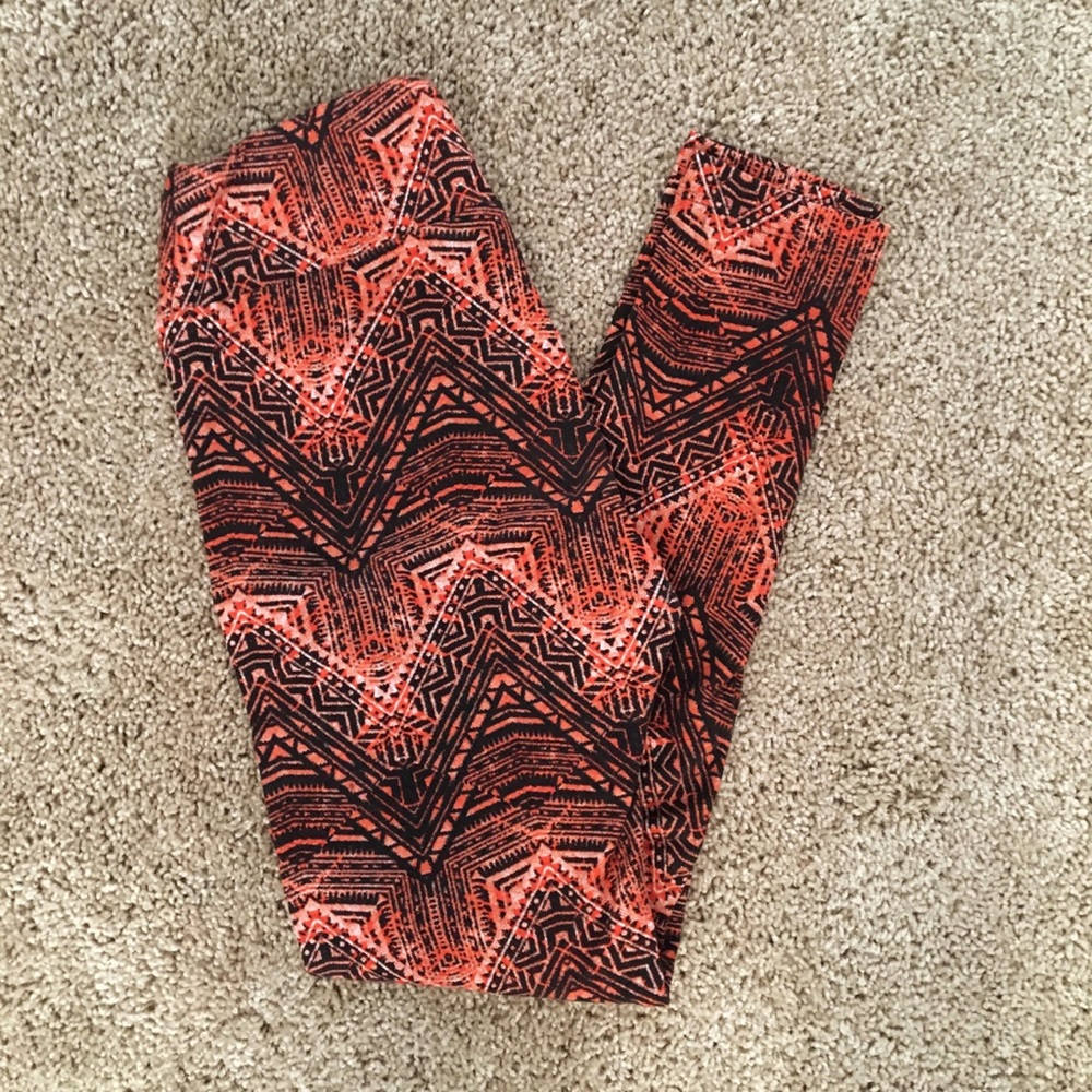 LuLaRoe One Size Leggings (Orange & Black)